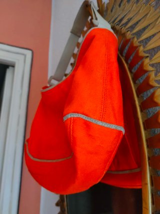 Bolso Lacoste Naranja Lona y Cuero
