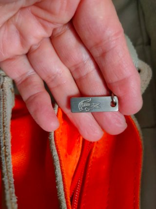 Bolso Lacoste Naranja Lona y Cuero