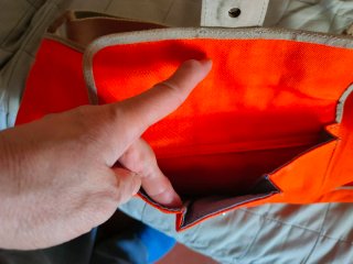 Bolso Lacoste Naranja Lona y Cuero