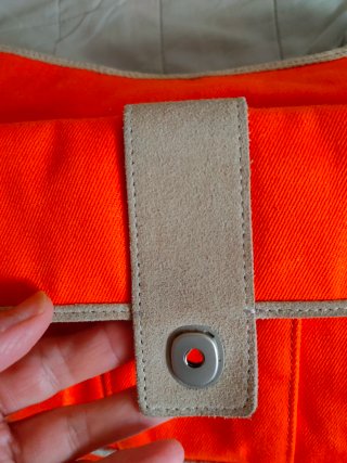 Bolso Lacoste Naranja Lona y Cuero