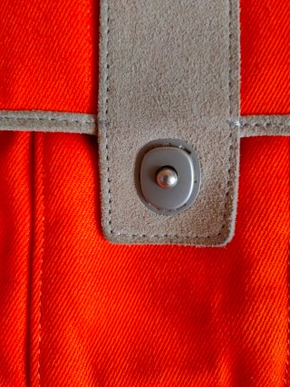 Bolso Lacoste Naranja Lona y Cuero