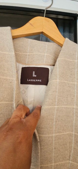 Blazer Lana Laserre Beige Cuadros Talla L