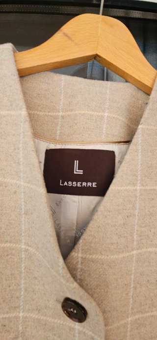 Blazer Lana Laserre Beige Cuadros Talla L