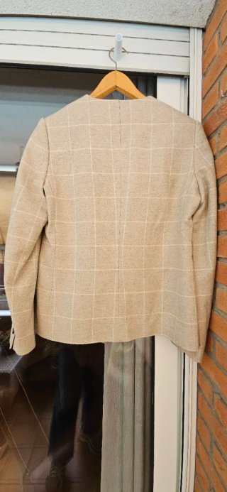 Blazer Lana Laserre Beige Cuadros Talla L