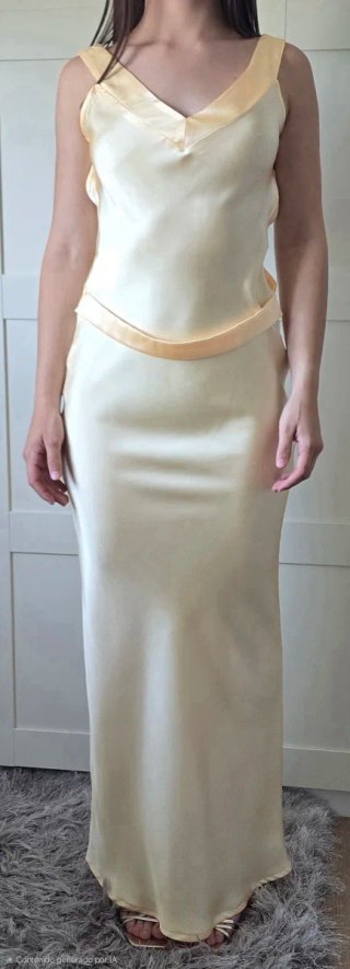 Vestido largo dorado para fiesta o graduación