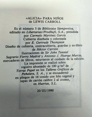 Dos Libros ALICIA  EDICIÓN COLECCIONISTA 1990