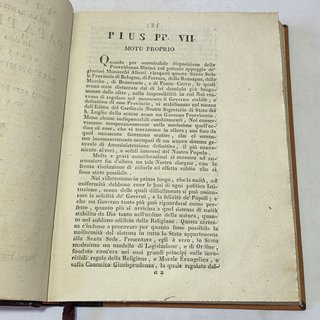 Libro Antico 1816 Moto Proprio di Papa Pio Settimo