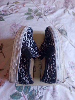 Zapatillas lona mujer talla 37 cuña 2cm