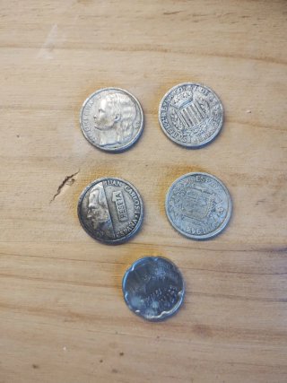 Lote de 5 monedas antiguas de pesetas