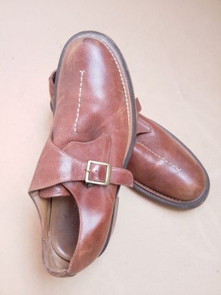 Scarpe Monk Strap dandy Pelle Marrone Vintage 42
