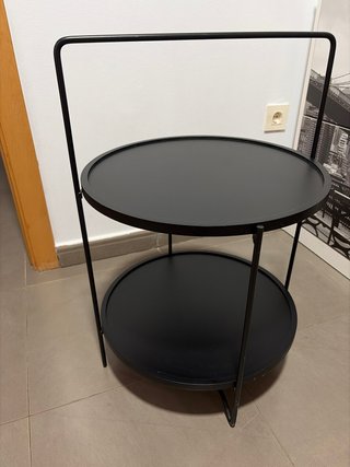 Mesa auxiliar redonda 2 niveles metal