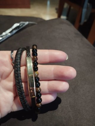 Lote 3 Pulseras Hombre Cuero y Metal