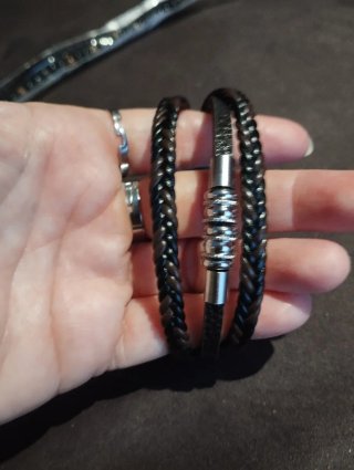 Lote 3 Pulseras Hombre Cuero y Metal