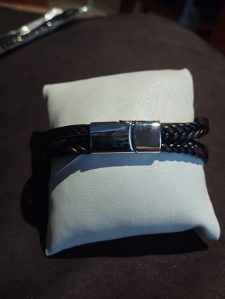 Lote 3 Pulseras Hombre Cuero y Metal