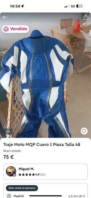 Traje Moto MQP Cuero 1 Pieza Talla 48