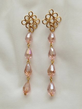 Pendientes fiesta y flamenca dorado y rosa