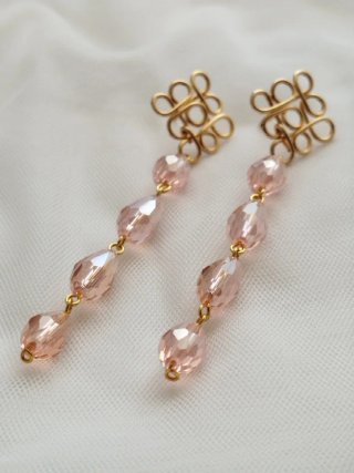Pendientes fiesta y flamenca dorado y rosa