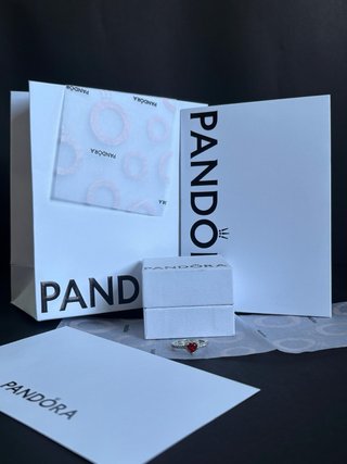 Anillo Pandora Corazón Rojo Plata
