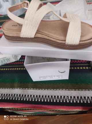 Sandalias loneta beige