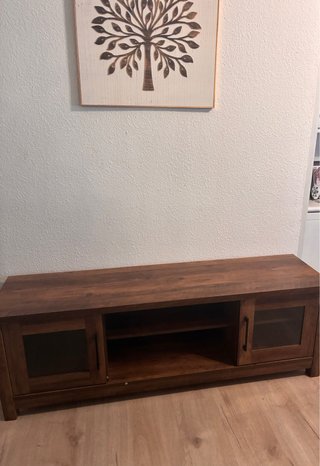 Mueble TV madera y cristal