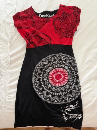 Vestido Desigual Negro y Rojo Talla M
