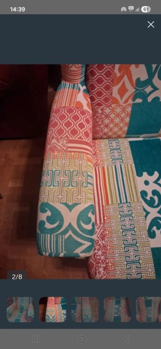 Butaca de tela patchwork multicolor