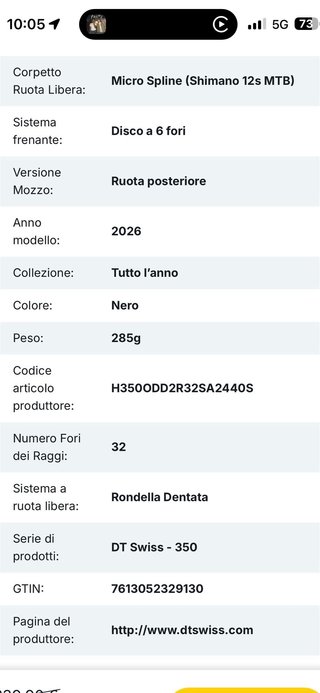 DT Swiss 350 Mozzo Ruota