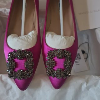 Manolo Blahnik Bailarinas Rosa Cristales Swarovski