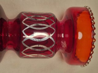 Candeliere/vaso in vetro con argento