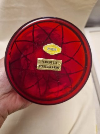 Candeliere/vaso in vetro con argento