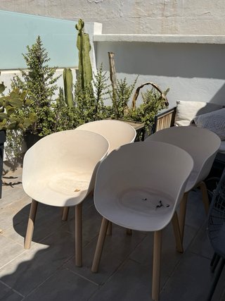 Conjunto 4 sillas jardín blancas