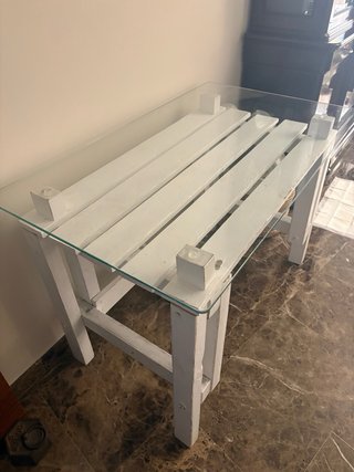 Mesa de escritorio cristal y madera