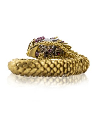 Pulsera Dragón Oro 18k Rubíes Diamantes