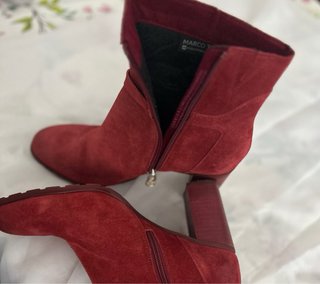 Botines de gamuza rojos para mujer