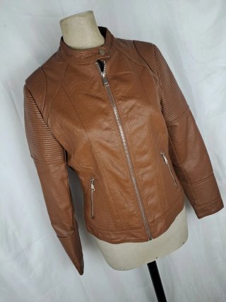 Giubbino ecopelle marrone bomber taglia L