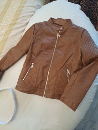 Giubbino ecopelle marrone bomber taglia L