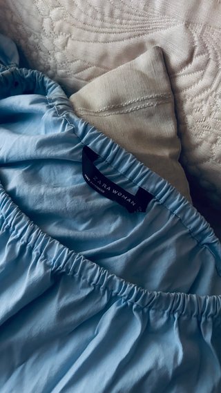 Falda larga Zara azul y blanco con corpiño