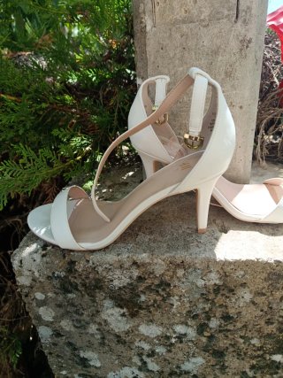 Sandalias H&M Talla 39 Blancas Tacón Fino