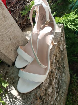Sandalias H&M Talla 39 Blancas Tacón Fino