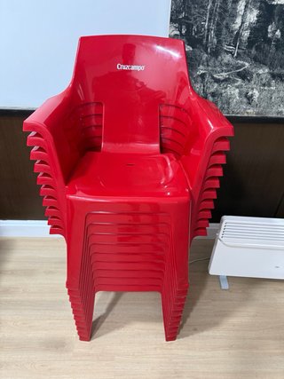 Silla Cruzcampo Roja Terraza Plástico.