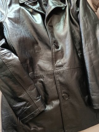 Cazadora cuero hombre negra casi nueva
