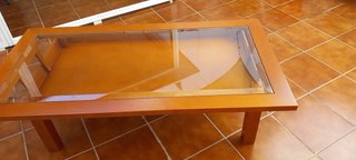 Mesa de salon abatible, madera y cristal