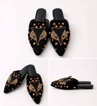 Zapatos planos mujer con zorro bordado