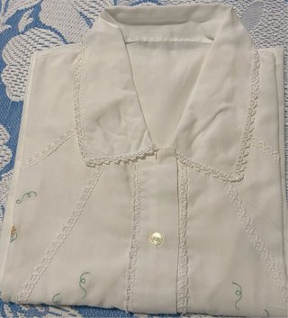 Camicia da notte vintage anni '70 cotone ricamata