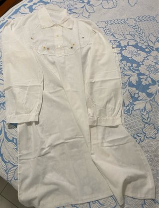 Camicia da notte vintage anni '70 cotone ricamata