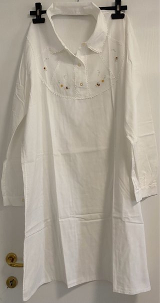 Camicia da notte vintage anni '70 cotone ricamata