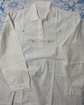 Camicia da notte vintage anni '70 cotone ricamata
