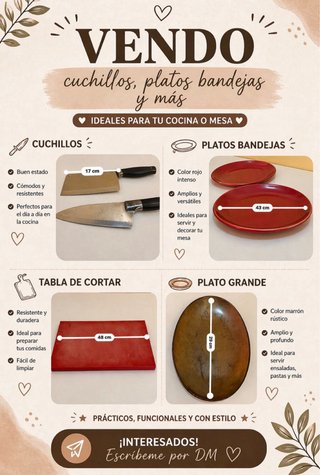 Vari utensili da cucina: coltelli, piatti e altro