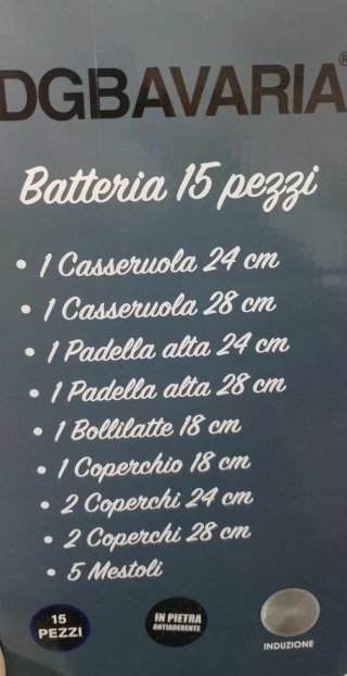Batteria pentole 15 pezzi rame
