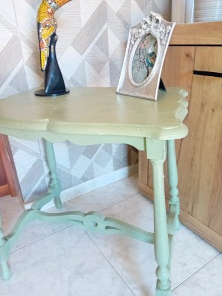 Tavolo laterale verde in stile Shabby Chic